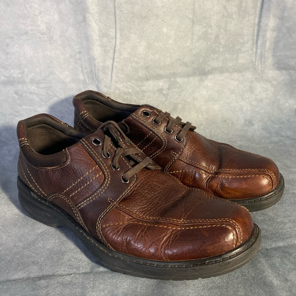 Clarks Unstructured Brown Leather‎ Lace Up Oxford Casual Shoes Men’s Size 9